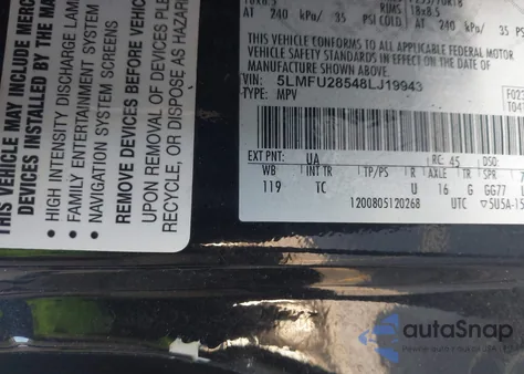 2008 Lincoln Navigator from USA, damaged, VIN 5LMFU28548LJ19943